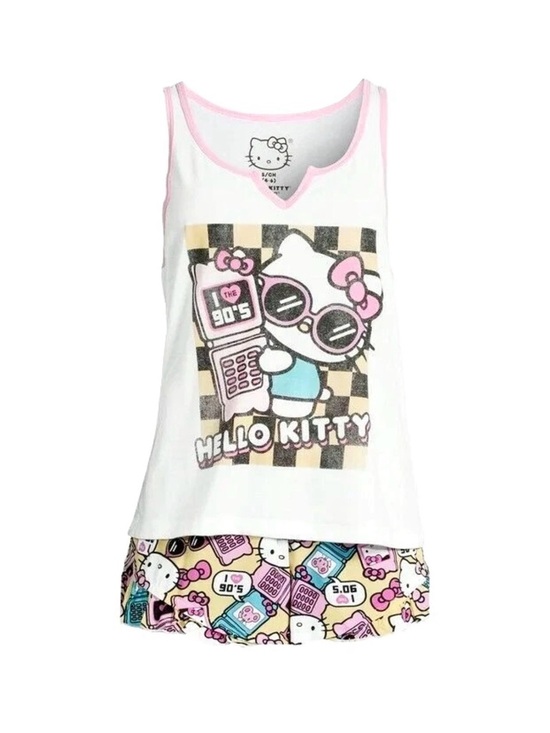 Hello Kitty Other - Hello Kitty White, Pink & Black Retro Graphic Sleep Set
